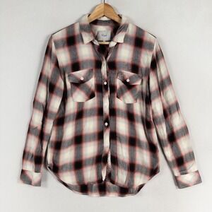 Rails Shirt Womens Sz Medium Red Black Plaid Button Up Lightweight Flannel Cozy